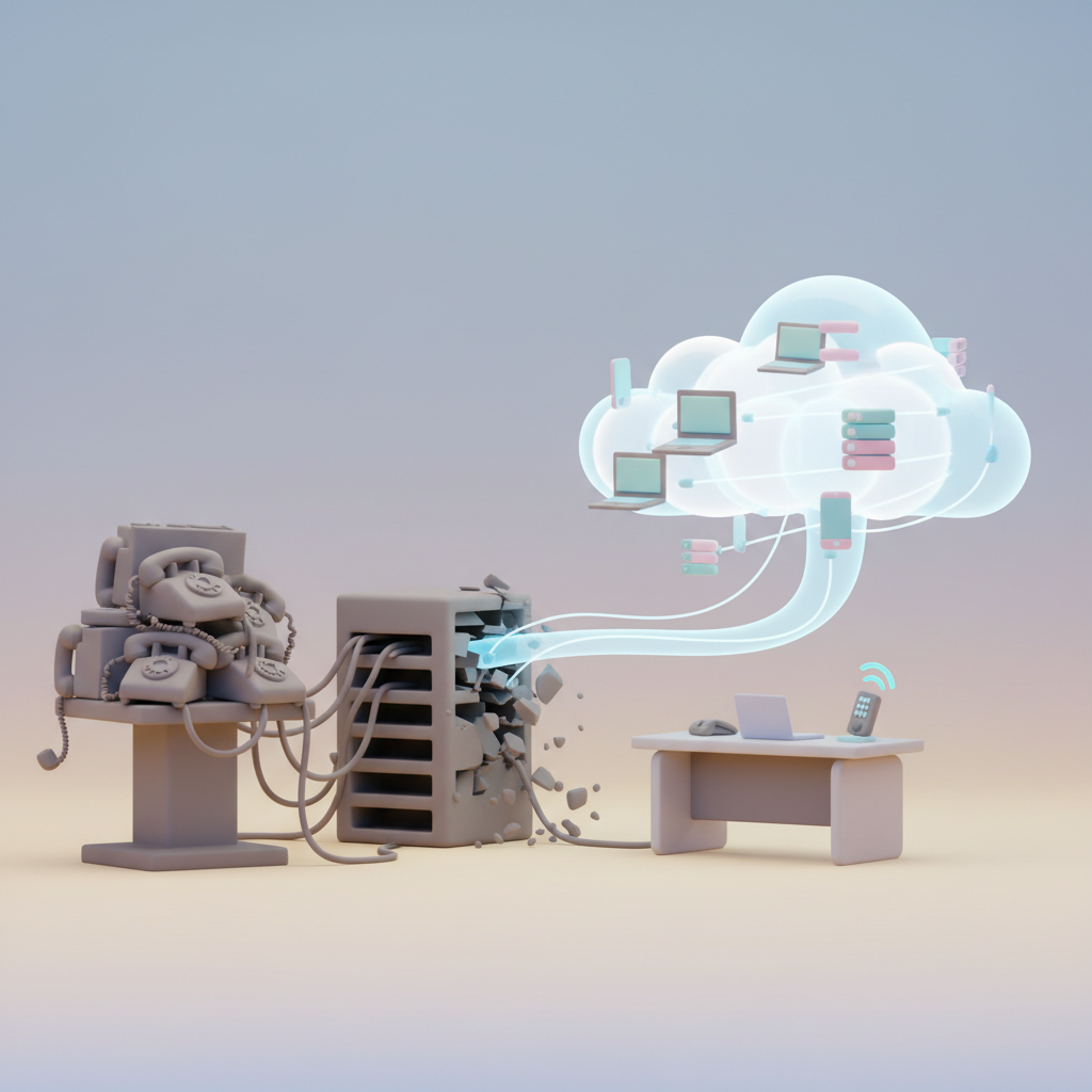 Alte Telefonanlage durch Cloud ersetzen: Warum Betriebssicherheit und Datenhoheit entscheidend sind – KI-generiertes Symbolbild